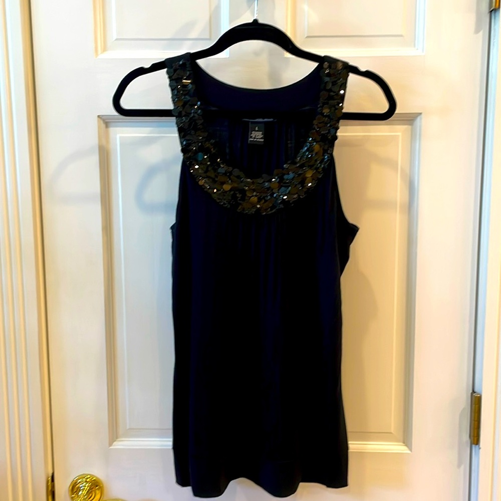 Cato Size Large NWT Black Beaded  Butterfly Tank Top
.